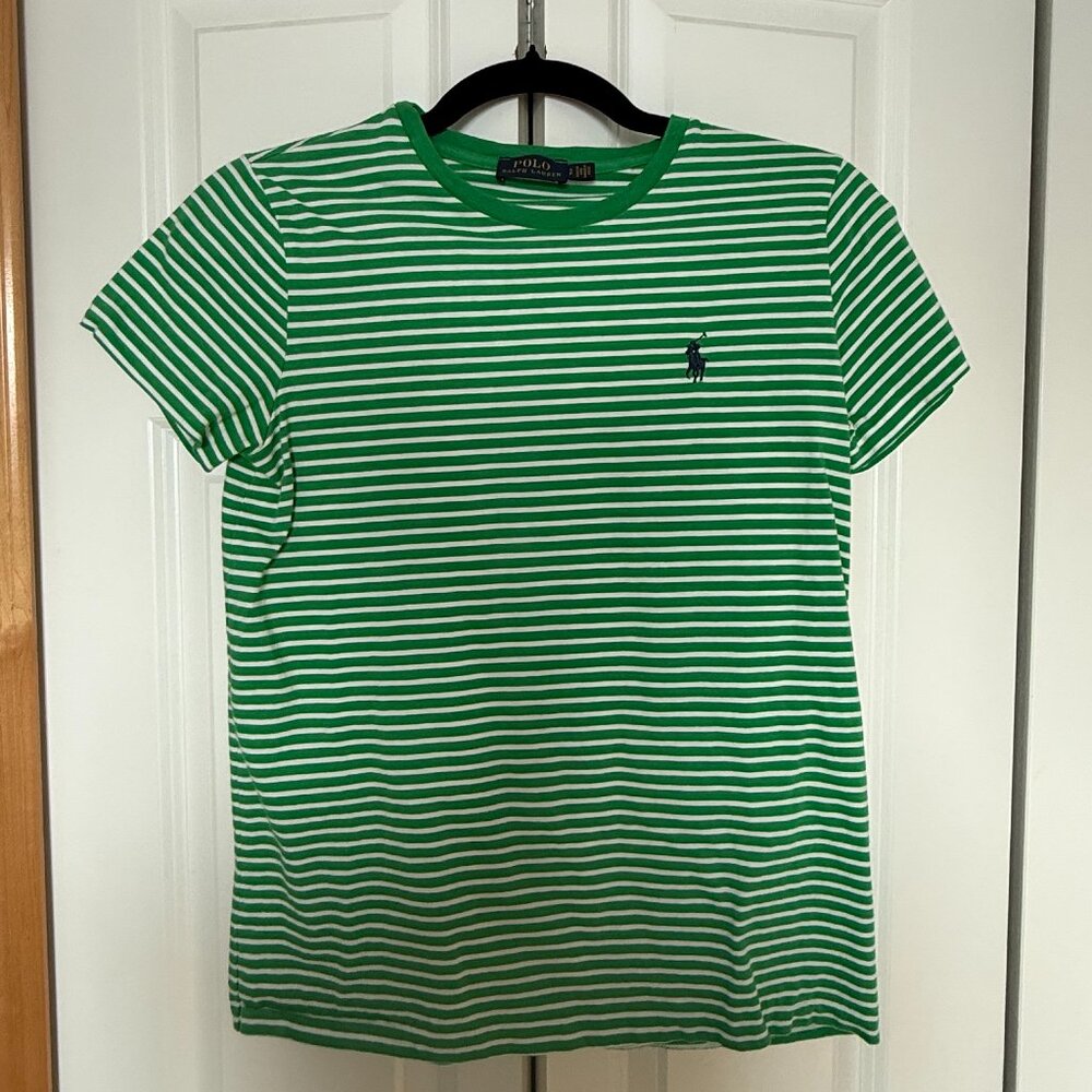 Polo Ralph Lauren Classic-Fit Striped Logo T-Shirt Green White